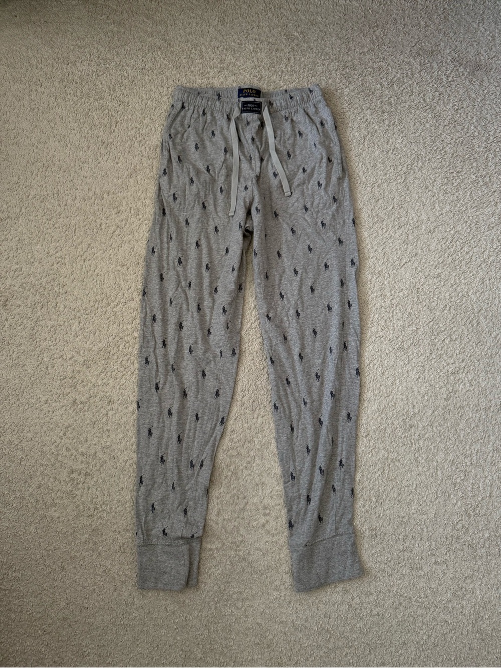 Ralph Lauren Grey Lounge Joggers with Navy Pony Stitching